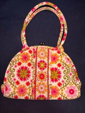 Vera Bradley Floral Quilted Shoulder Bag in Pink, Orange & Green